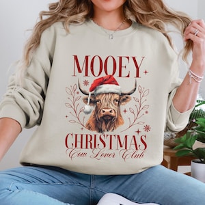 Mooey Christmas Cow Lover Club Shirt, Christmas Season Shirt, Retro Christmas Wester Shirt, Christmas Highland Shirt, Cow