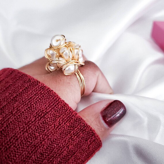 Pearl Ring, Freshwater Pearl Ring, Pearl Ring Gifted, Wire