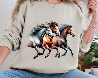 Pferde-Sweatshirt, Pferde-Geschenk, Pferdeliebhaber-Geschenk, Pferde-Shirt, Pferdebesitzer-Geschenk, Geschenk für Pferdeliebhaber, Western-Sweatshirt, Damen-Sweatshirt