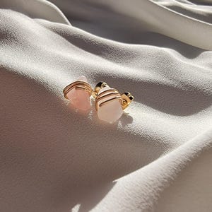 Rose Quartz Stud earrings, Crystal quartz studs, Gemstone Stud Earrings, Birthstone Post Earrings, Natural Gemstones, Mothers day gift