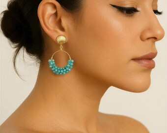 Dainty Thick Earring Hoops, Crystal Hoop Earrings, Gold hoop earrings, Chunky Hoop Earring, Dropping Earrings, Crystal Earrings,Hers gift
