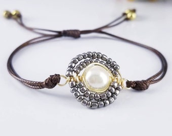 Adjustable bracelet, Gemstone Waxed Cord Adjustable Bracelet, wax cord bracelet, friendship bracelet, waterproof adjustable bracelet