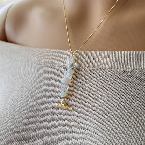 Raw opal necklace, Genuine opal necklace, Opalite necklace, white opal necklace, Raw gemstone necklace, Dainty opal necklace,Christmas gifts