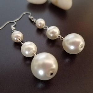 Pearl earrings, Long drop Pearl earrings, Bridal Earrings,Bride Wedding Earrings, mothers days gifted, weddings- giftful, bridal giftful
