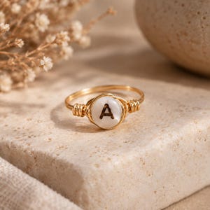 Initial Letter Ring, Custom Wire Wrapped Gold Ring, Personalized Name Ring, Dainty Stackable Monogram Ring, Best Friend Gift for Her
