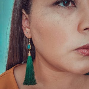 Tassel Earrings, Druzy earrings, Colorful earrings, Large tassel earrings, Long earrings, Silk tassel earrings, Statement tassel earrings