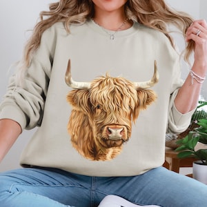 Highland Cow Sweatshirt, Cute Cow Sweatshirt, Western Crewneck, Highland Cow Shirt, Cow Gifts, Cow Shirt, Highland Cow
