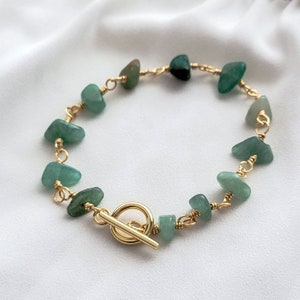 Green aventurine bracelet Nature stone Minimalist bracelet Stoned bracelets Dainty Crystal bracelet, Genuine crystal Energy stone moon stone