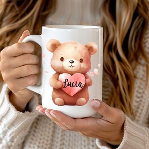 Personalized Teddy bear mug, Valentine teddy mug, teddy bear cup, teddy cup, Cute teddy bear love mug, bear romantic mug, anniversary gift
