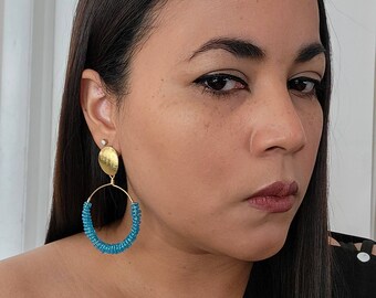Beaded Hoop gold Chunky, seed bead earrings, Chunky hoop earrings, Large hoop earrings, Gold filled hoop earrings hoop beaded earrings