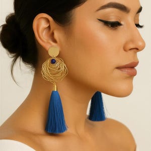 Dainty Tassel earrings, Stacking Earrings, Dainty Gold Geometric earrings, Large gold earrings, Bridal Earring Drops, Gifts for-her,