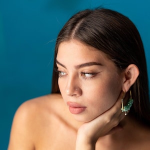 Thick Hoop Earrings, Dianty hoop Earrings, Chunky hoop earrings, Gold hoops earring, Large Hoops Earrings, Beads earring, Gifte-for-her imagen 3