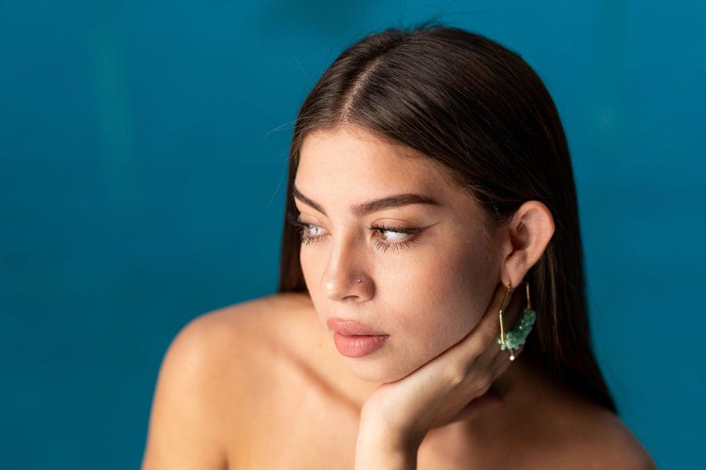 Thick Hoop Earrings, Dianty hoop Earrings, Chunky hoop earrings, Gold hoops earring, Large Hoops Earrings, Beads earring, Gifte-for-her imagen 3