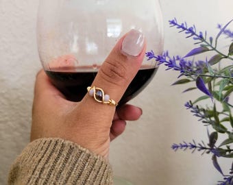 Wire wrapped ring, Wire wrapped crystal ring, Crystal rings gold, Crystal Wire Wrapped Ring, Thin Gold Ring, midi ring, Hers gift, For-women