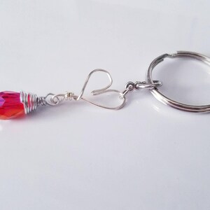 Crystal Heart Keychain, Gemstone Heart Keyring, Christmas Gifts for Her, Healing Stone Bag Charm, Stocking Stuffer for Women, Secret Santa Orange