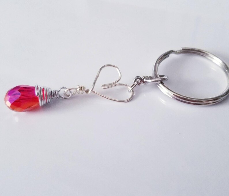 Crystal Heart Keychain, Gemstone Heart Keyring, Christmas Gifts for Her, Healing Stone Bag Charm, Stocking Stuffer for Women, Secret Santa Orange