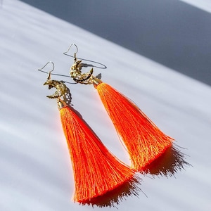 Orecchini con nappe, orecchini a mezzaluna, orecchini con fasi lunari, orecchini a goccia lunghi, orecchini a mezzaluna, orecchini lunari, orecchini a mezzaluna
