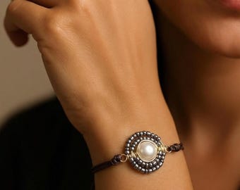 Dainty Pearl  bracelet, Cord Adjustable Bracelet, Wax Cord Bracelet, Gifted bracelet, Minimalistic Bracelet, Bracelet Strings, Gifts For-Her