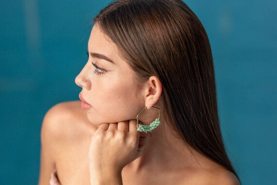 Thick Hoop Earrings, Dianty hoop Earrings, Chunky hoop earrings, Gold hoops earring, Large Hoops Earrings, Beads earring, Gifte-for-her