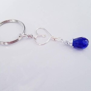 Crystal Heart Keychain, Gemstone Heart Keyring, Christmas Gifts for Her, Healing Stone Bag Charm, Stocking Stuffer for Women, Secret Santa Blue