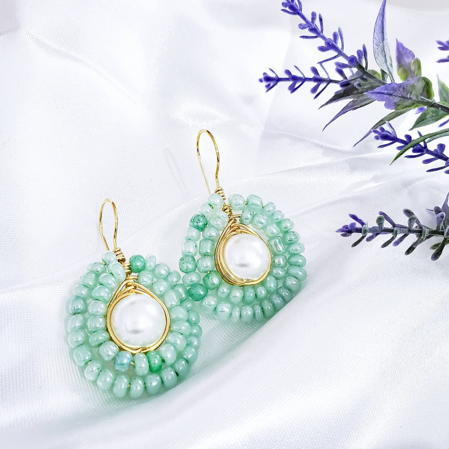 Light green earrings Drop earrings wedding green Green Etsy