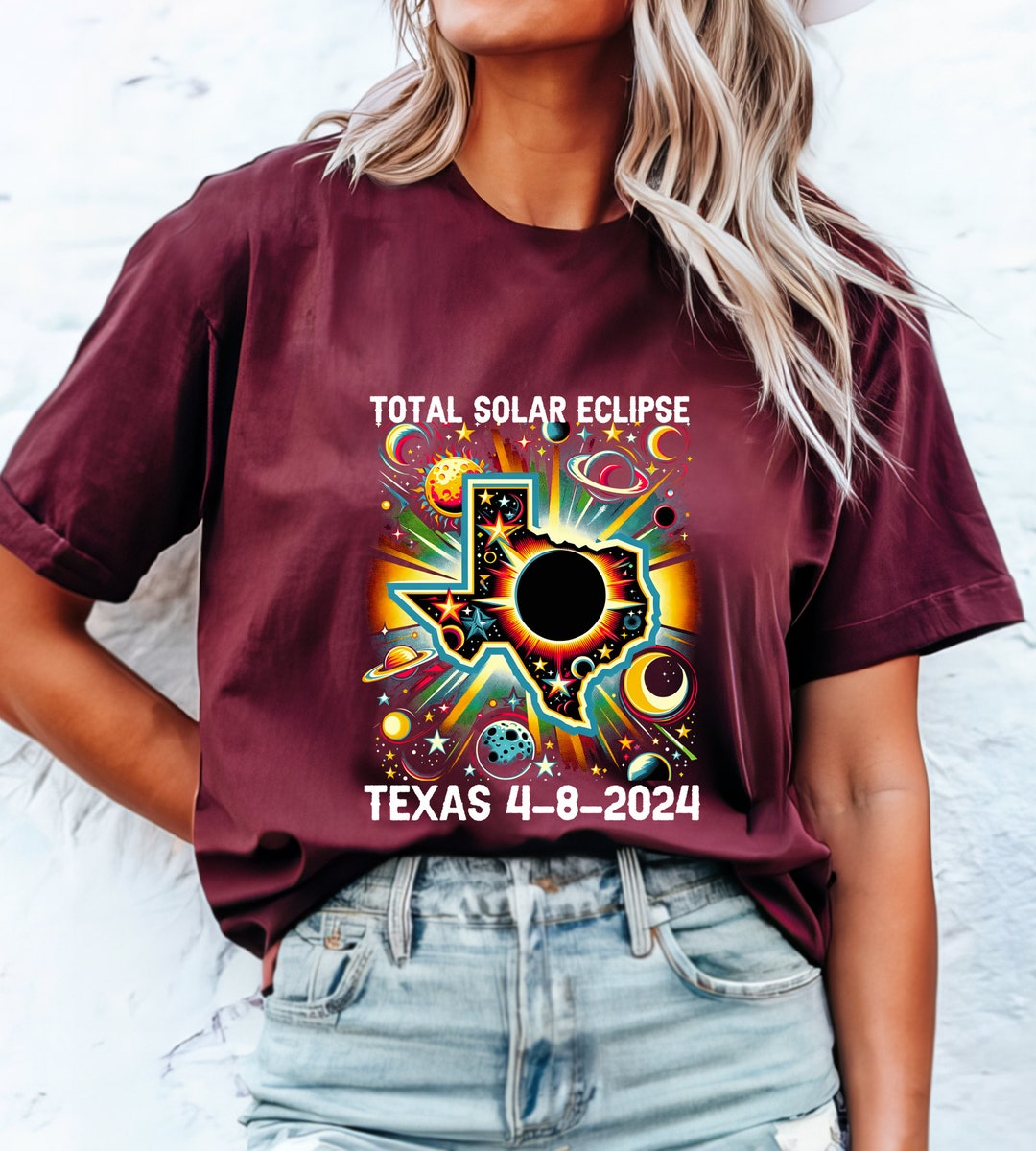 Texas Total Solar Eclipse 2024 Shirt,twice in a Lifetime, April 8 2024 ...