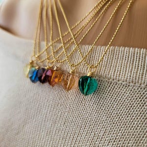 Dainty gold necklace, Charming heart, Small heart necklace, Red heart necklace, Love Heart Crystal necklace,  Valentin&#39;s day gift