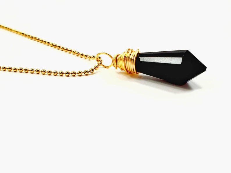 Pendulum necklace Black Pendulum Thin necklace crystal Etsy