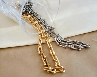 18k U Link Necklace - Etsy