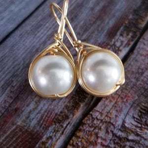 Large Pearl Drop Earrings, Pearl Gold Dangle Earrings, Bridal Pearl Earrings, Wedding Jewelry, Statement Pearl Earrings, Gift for Her