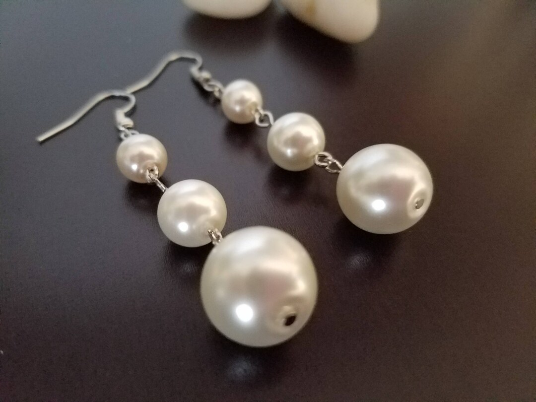 Pearl Earrings Long Drop Pearl Earrings Bridal Earrings - Etsy