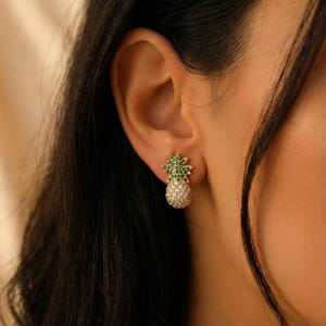 Dainty Pineapple Stud Earrings, Fruits earring, Tiny Earring Stud, Mini tiny minimalist, Small earrings, Gifts for-Her, Wife gift, women