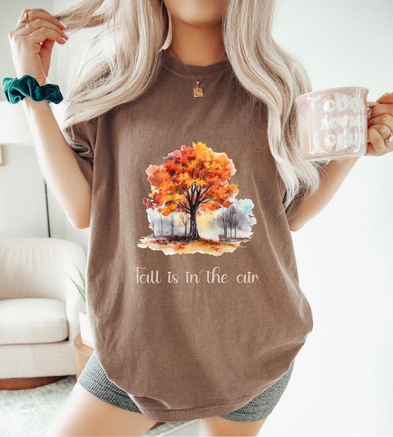 Comfort Colors Fall Tree Shirt, Autumn Tree Line Shirt, Thanksgiving