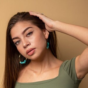 Turquoise hoop earrings, Large thin hoop earrings, big hoops, extra thin hoop, gold thin hoop, thin gold hoops everyday earrings