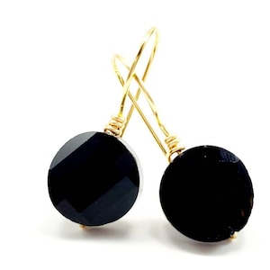 Black crystal drop earrings, Small Black Earrings, Crystal Drop Earrings, Tiny drop earrings, Asymmetrical earrings, Black dangle earrings