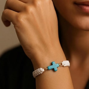 Cross Macrame Bracelet, Catholic Bracelet, simple bracelet, bff bracelet, Friendship bracelet, giftful sister, gifte gift, sister giftful