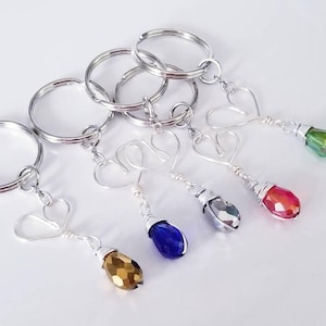 Crystal Heart Keychain, Gemstone Heart Keyring, Christmas Gifts for Her, Healing Stone Bag Charm, Stocking Stuffer for Women, Secret Santa image 1