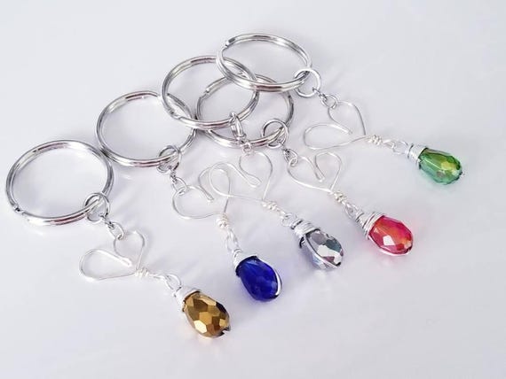 Crystal Heart Keychain, Gemstone Heart Keyring, Christmas Gifts for Her, Healing Stone Bag Charm, Stocking Stuffer for Women, Secret Santa
