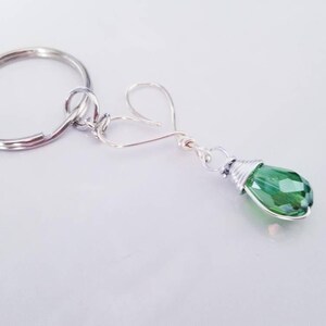 Crystal Heart Keychain, Gemstone Heart Keyring, Christmas Gifts for Her, Healing Stone Bag Charm, Stocking Stuffer for Women, Secret Santa Green