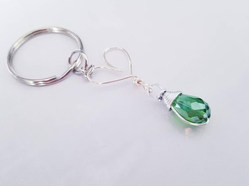 Crystal Heart Keychain, Gemstone Heart Keyring, Christmas Gifts for Her, Healing Stone Bag Charm, Stocking Stuffer for Women, Secret Santa Green