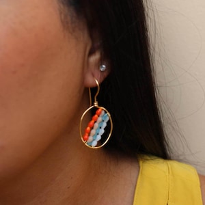 Rainbow huggie hoop earrings, Thin hoop earrings, colorful hoops, gift for- her, wedding gifted, maid-of-honor gift, mama gifte,wife gifted