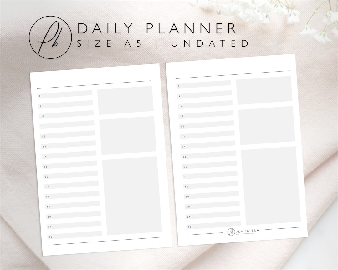 A5 Daily Planner | Printable Inserts | Filofax, Traveler's Notebook ...