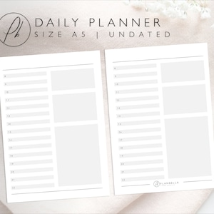 A5 Daily Planner | Printable Inserts | Filofax, Traveler's Notebook, Ring bound, Disc bound | Minimal Design | 2 Days on 2 pages