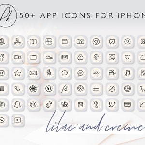 App Icons For Iphone Ios With Wallpaper Beige Creme Lilac Etsy Ireland