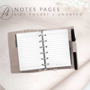 Pocket Notes Pages lined stiped | Printable Inserts | Filofax, Traveler's Notebook, Ring bound, Disc bound | Minimal Design | lined paper