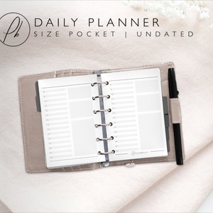Pocket Daily Planner | Printable Inserts | Filofax, Traveler&#39;s Notebook, Ring bound, Disc bound | Minimal Design | 1 Day on 1 page