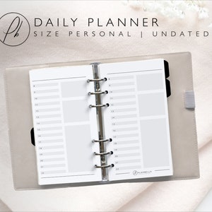 Personal Daily Planner | Printable Inserts | Filofax, Traveler's Notebook, Ring bound, Disc bound | Minimal Design | 1 Day on 1 page