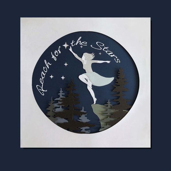 Reach For The Stars Inspirational Quote Unframed High Quality Print created from an Original Paper Cut illustration Art