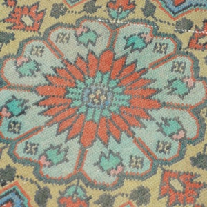 Vintage Oushak löparmatta: 90x23 cm sliten turkisk hallmatta bild 6