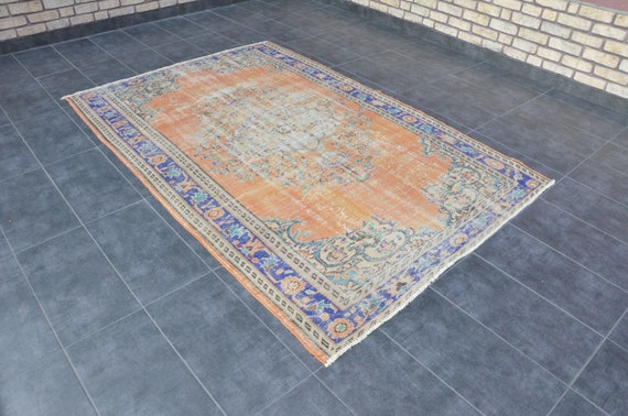 Vintage Turkish Wool Rug, Overdyed Bohemian Oriental Rug (8'3